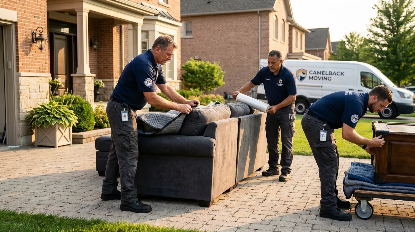 Large estate moving crew wrapping furniture in Tecumseh, NE